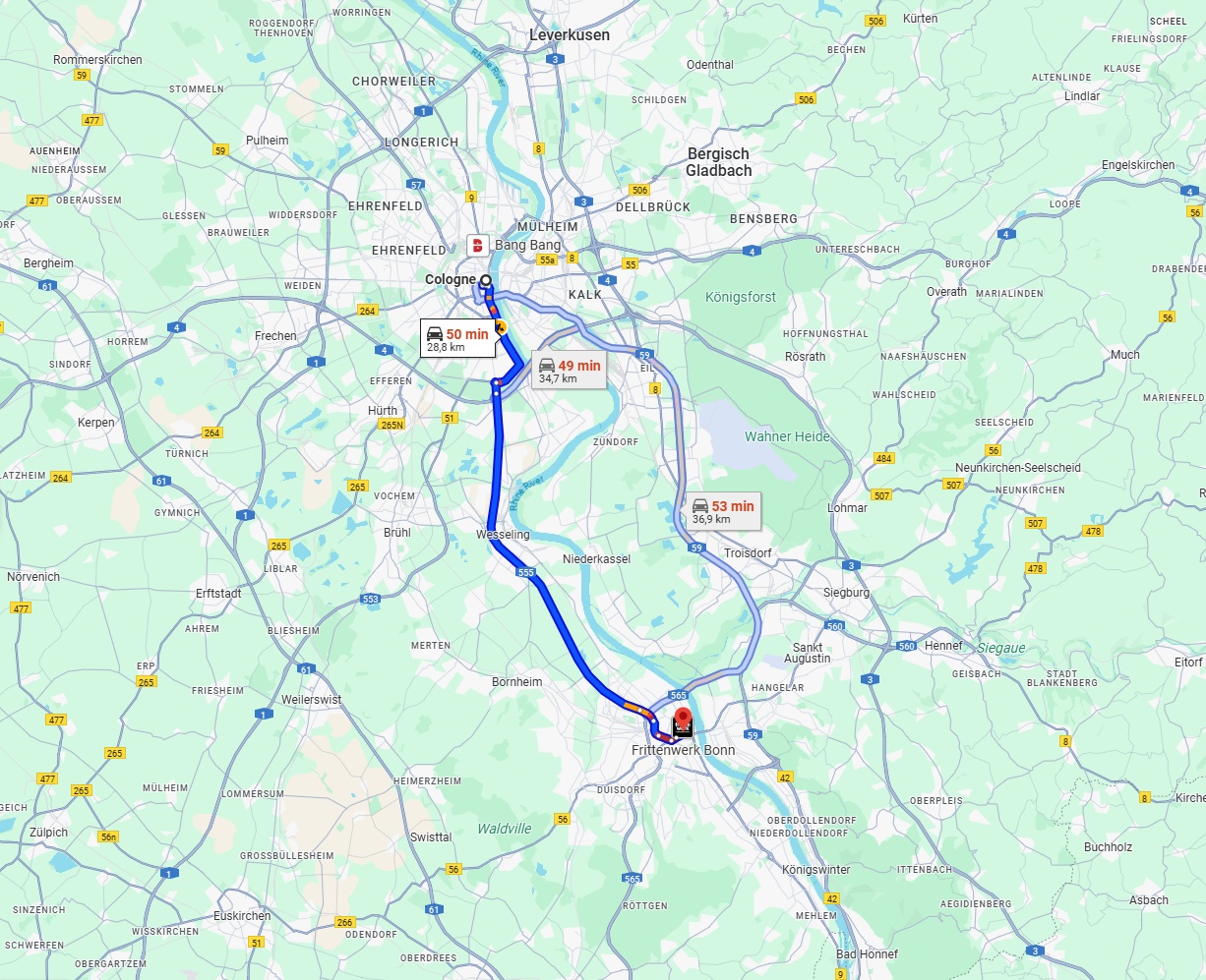 Anreise von Köln Zu Bonn Über via A555