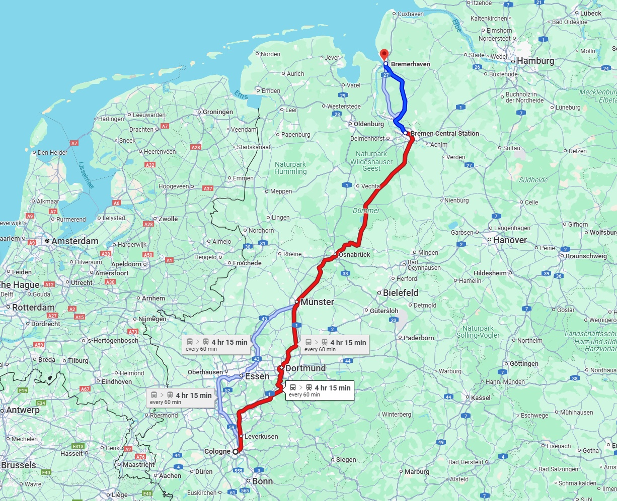 Anreise von Köln Zu Bremerhaven Über 