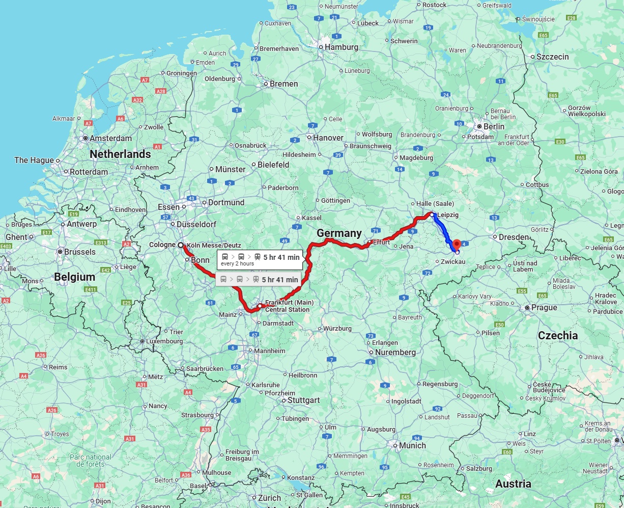 Anreise von Köln Zu Chemnitz Über 