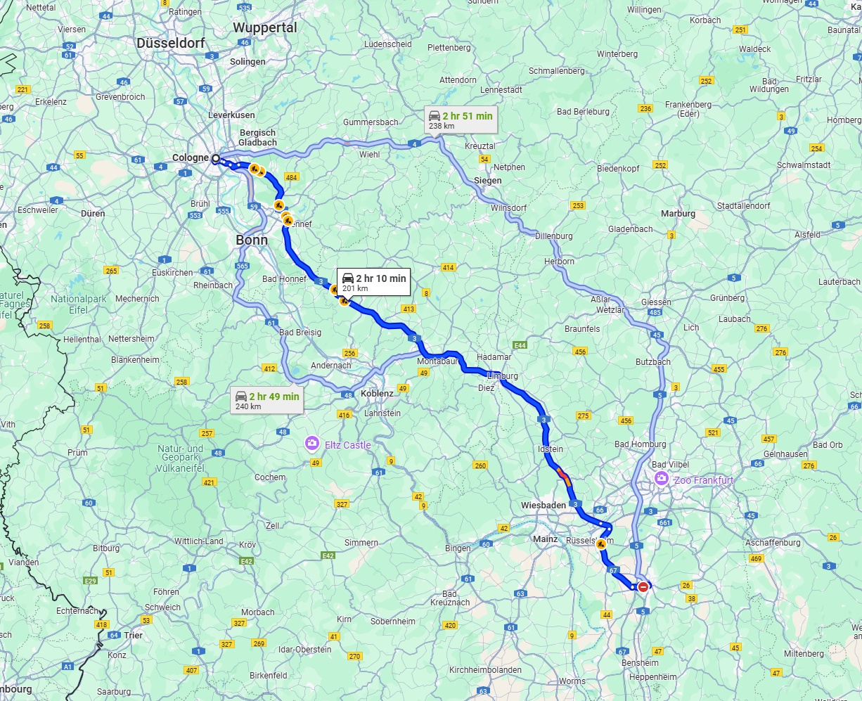 Anreise von Köln Zu Darmstadt Über via A3