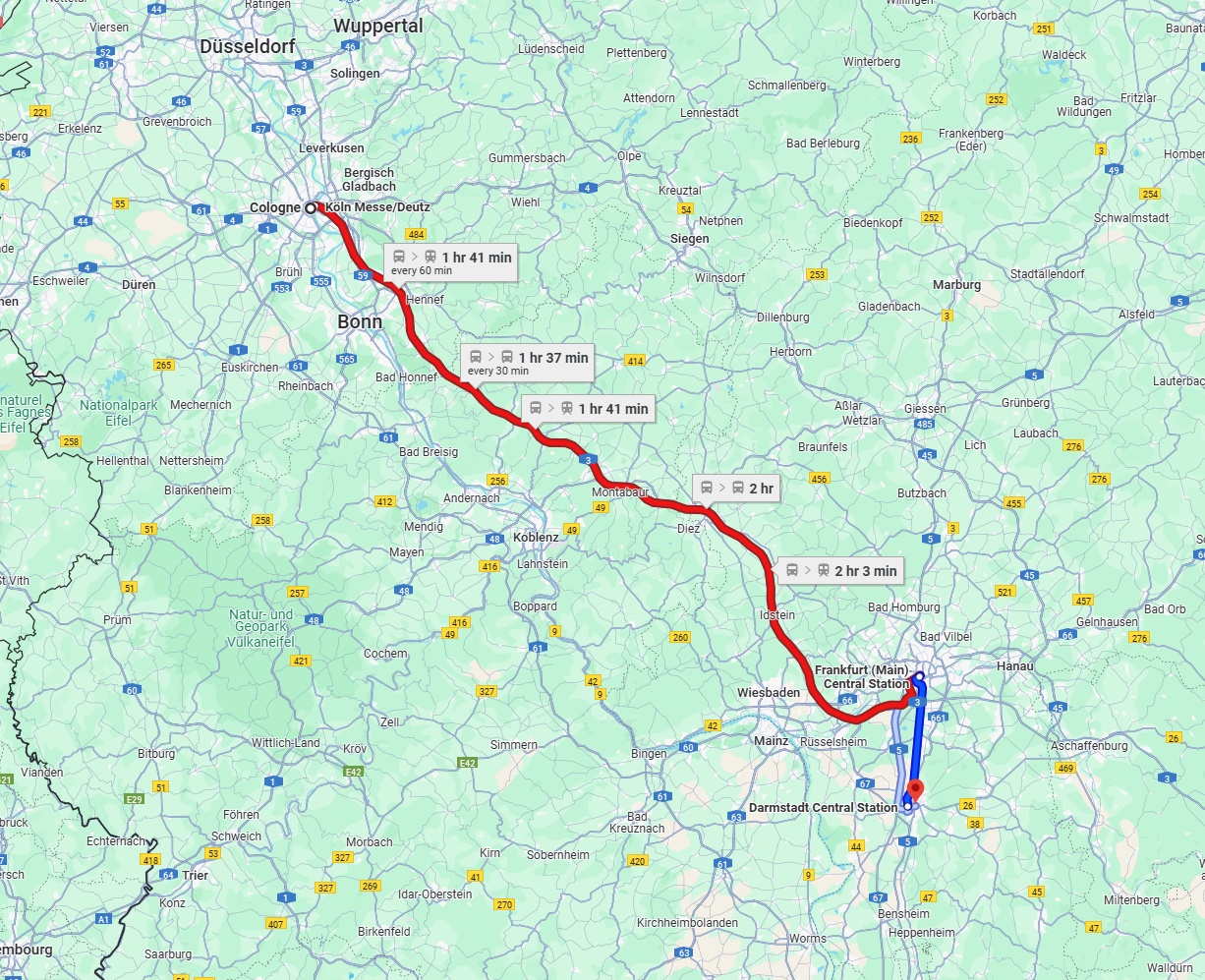 Anreise von Köln Zu Darmstadt Über 