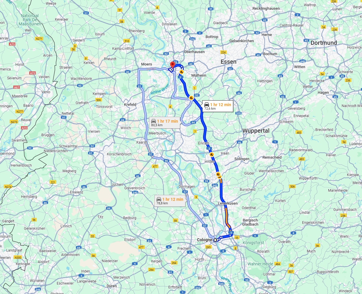 Anreise von Köln Zu Duisburg Über via A3