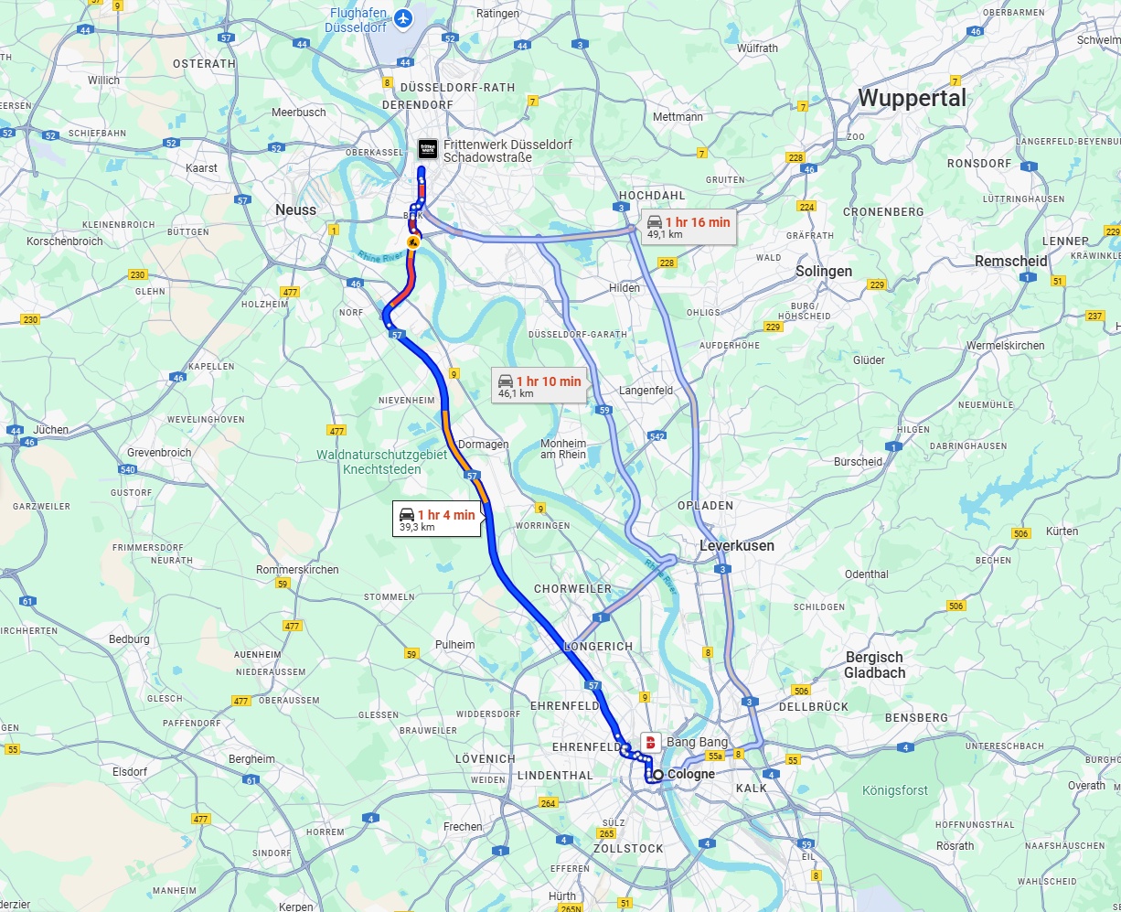Anreise von Köln Zu Düsseldorf Über via A57