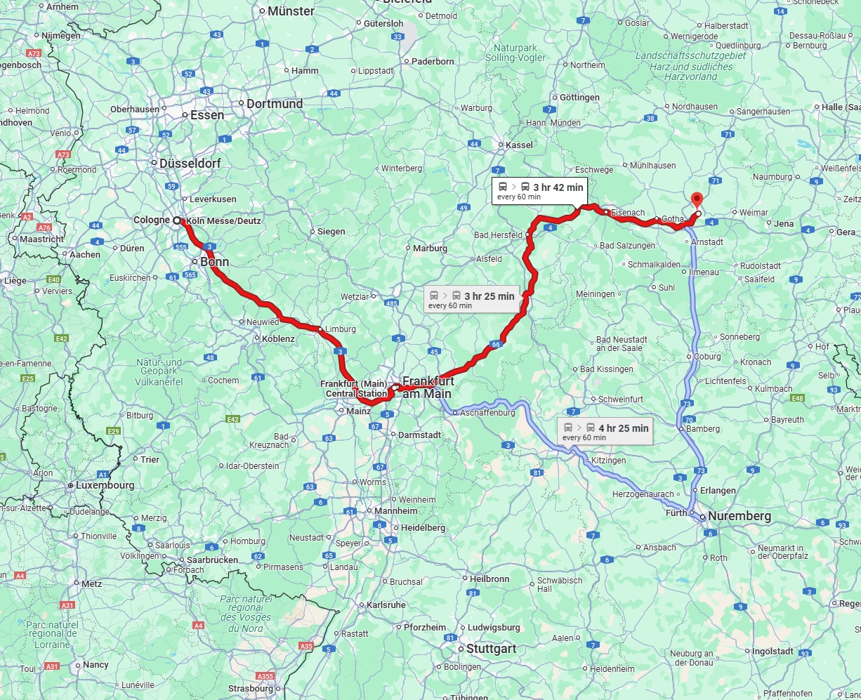 Anreise von Köln Zu Erfurt Über 