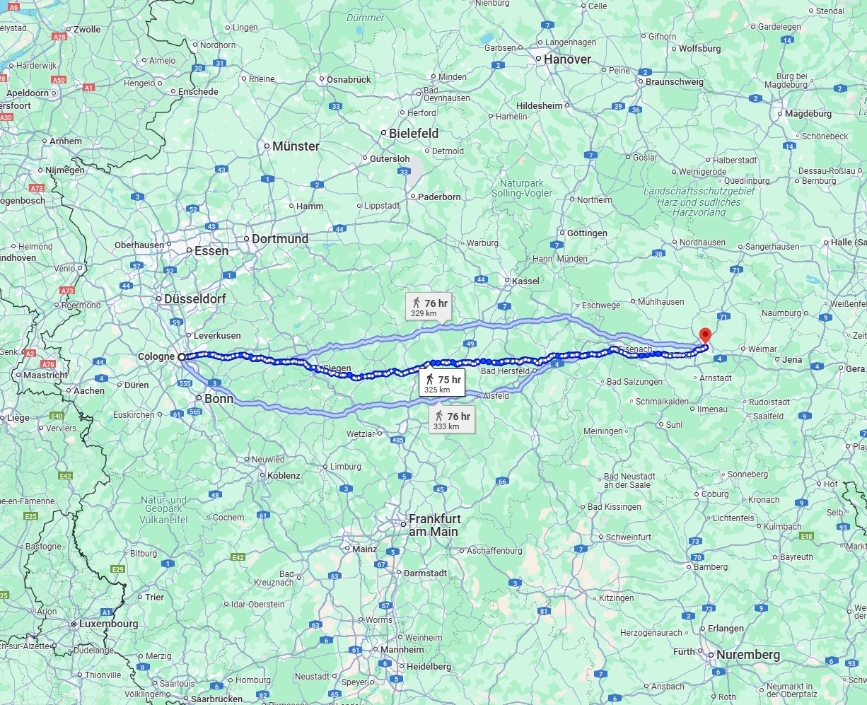 Anreise von Köln Zu Erfurt Über 