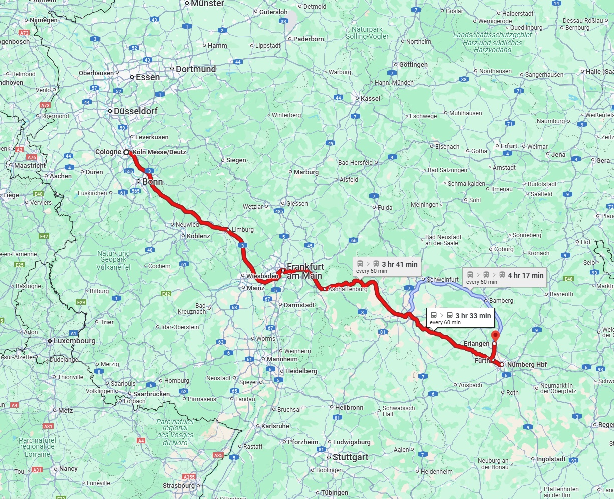 Anreise von Köln Zu Erlangen Über 