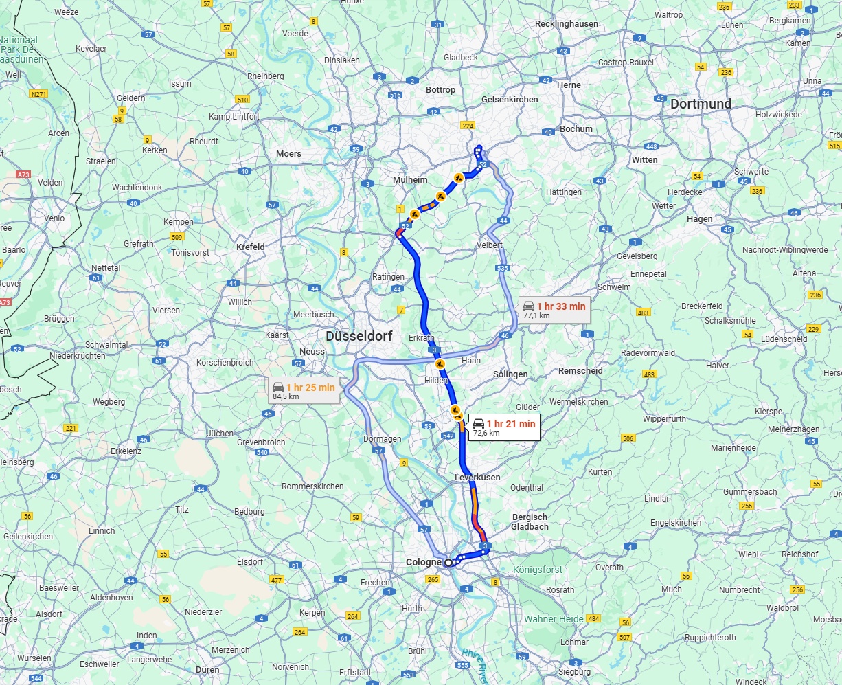 Anreise von Köln Zu Essen Über via A3