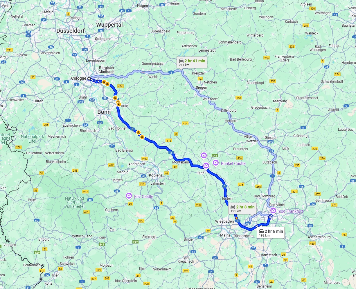 Anreise von Köln Zu Frankfurt am Main Über via A3