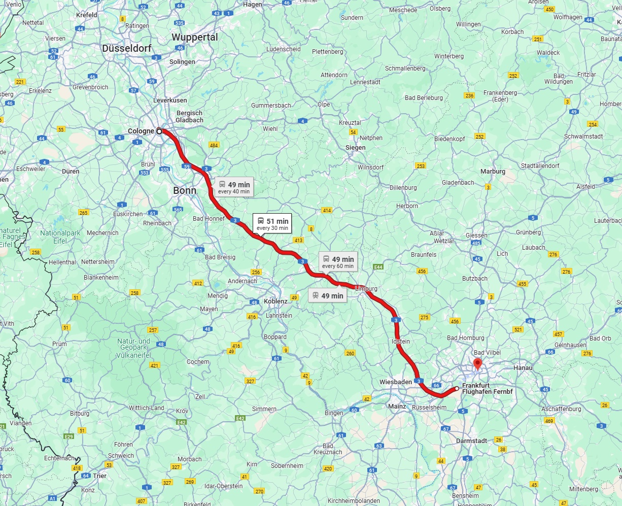 Anreise von Köln Zu Frankfurt am Main Über 