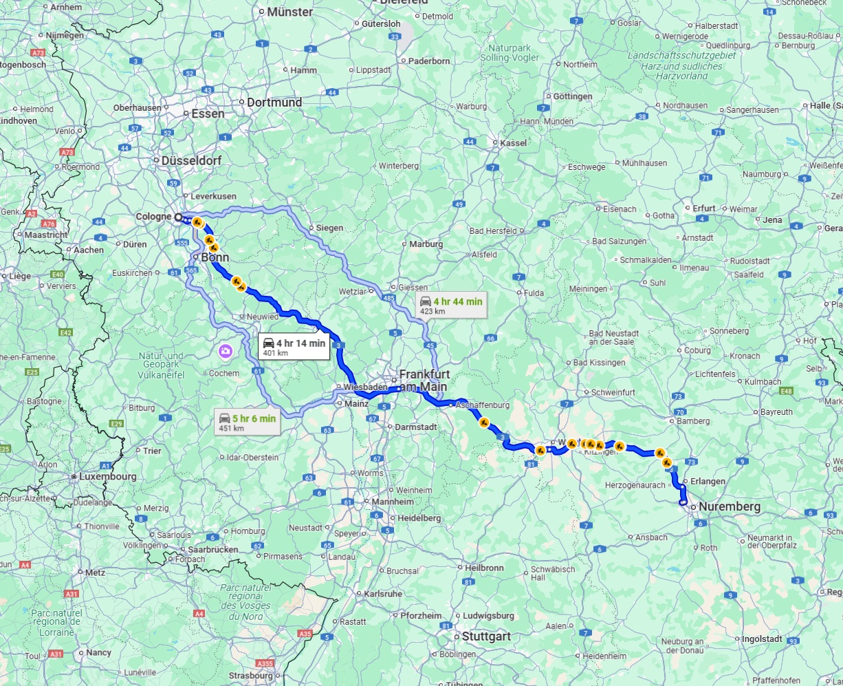 Anreise von Köln Zu Fürth Über via A3