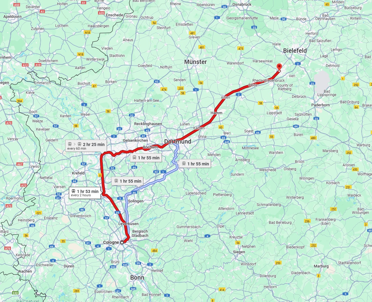Anreise von Köln Zu Gütersloh Über 