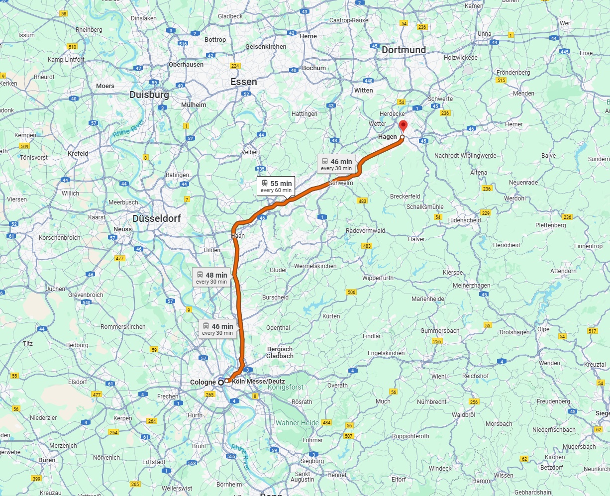 Anreise von Köln Zu Hagen Über 