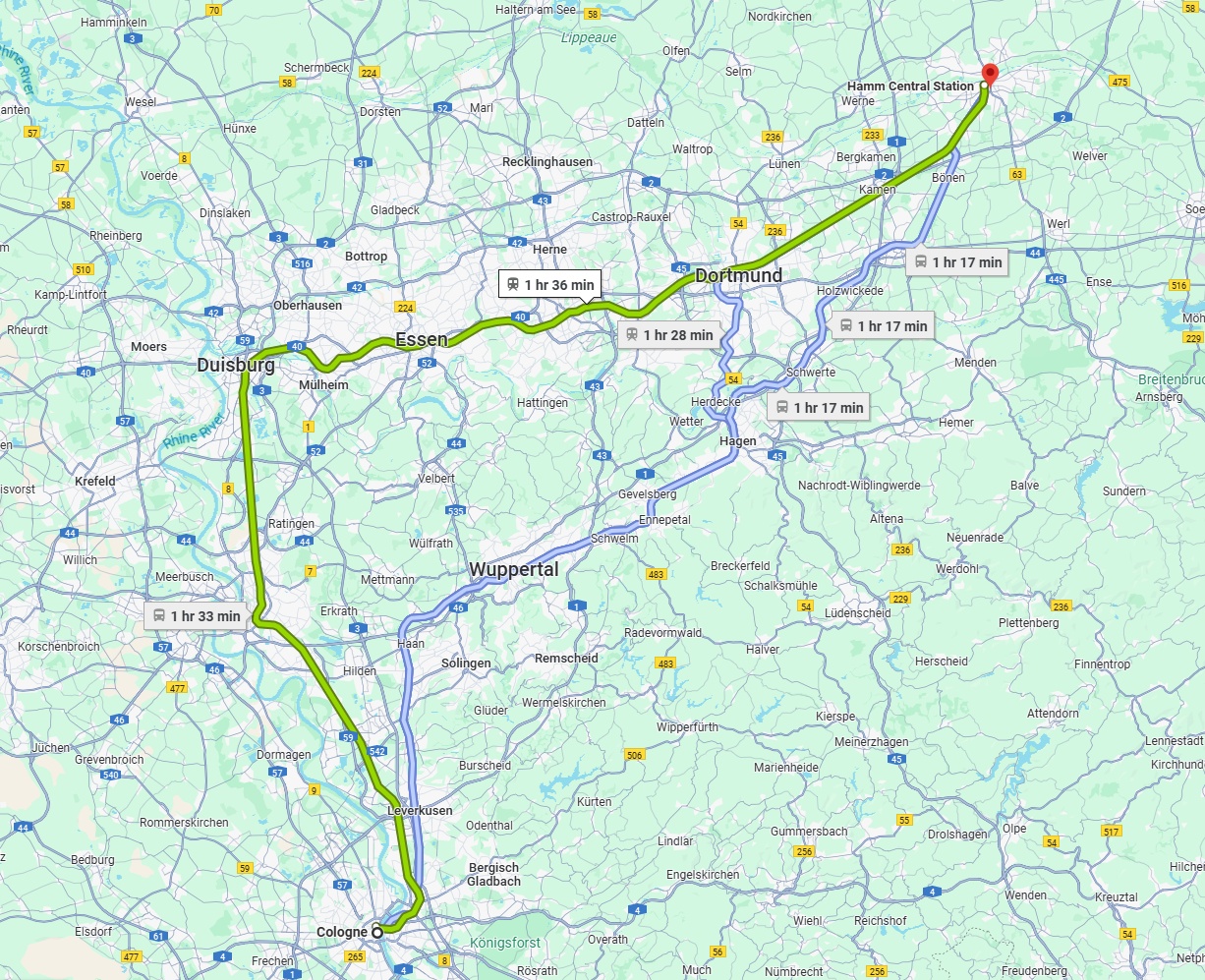 Anreise von Köln Zu Hamm Über 
