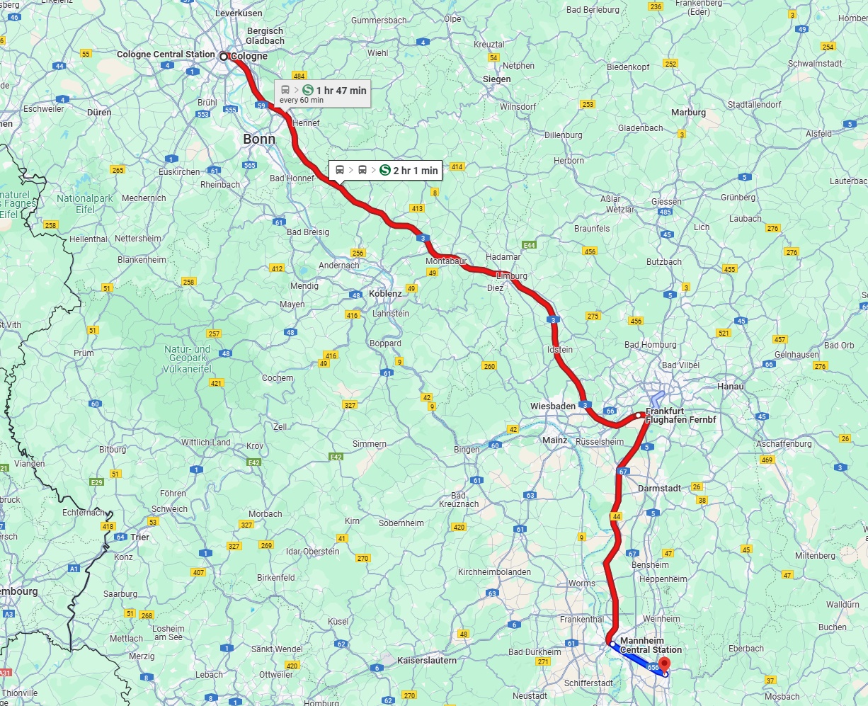 Anreise von Köln Zu Heidelberg Über 