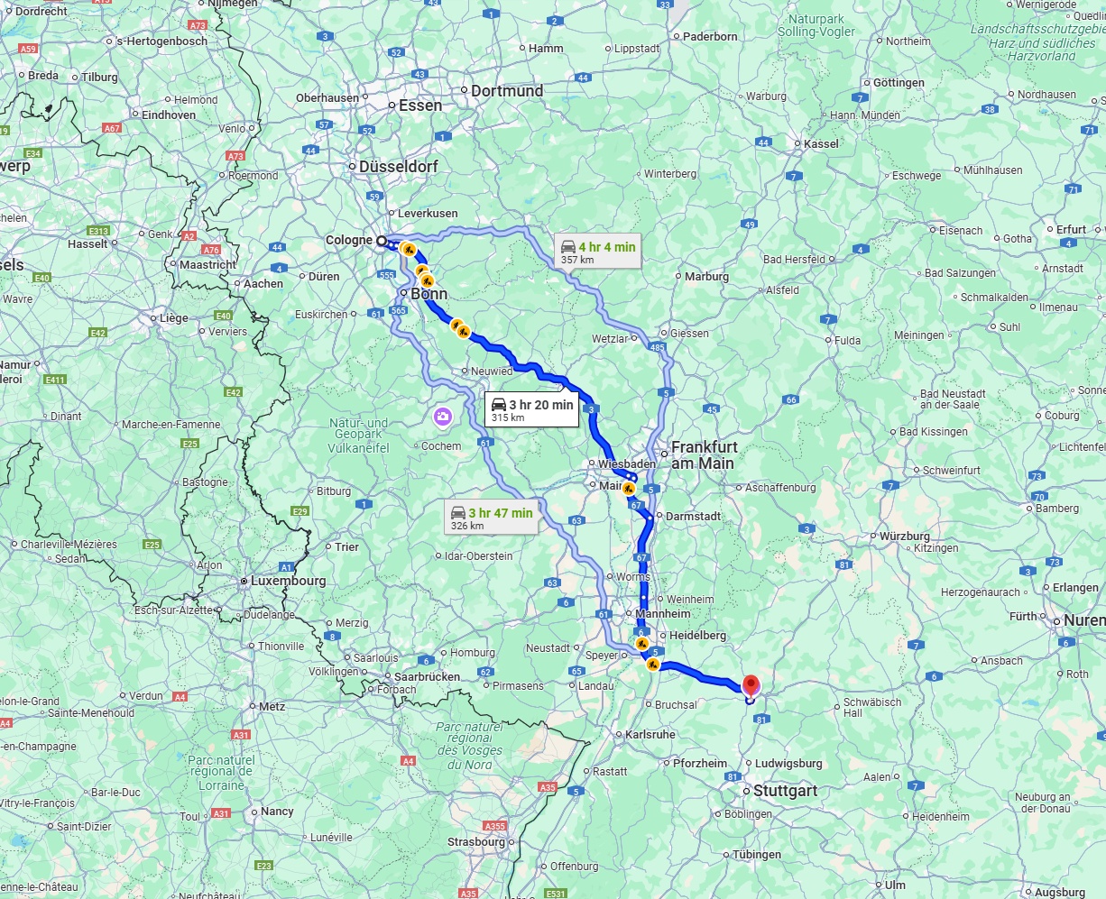 Anreise von Köln Zu Heilbronn Über via A3