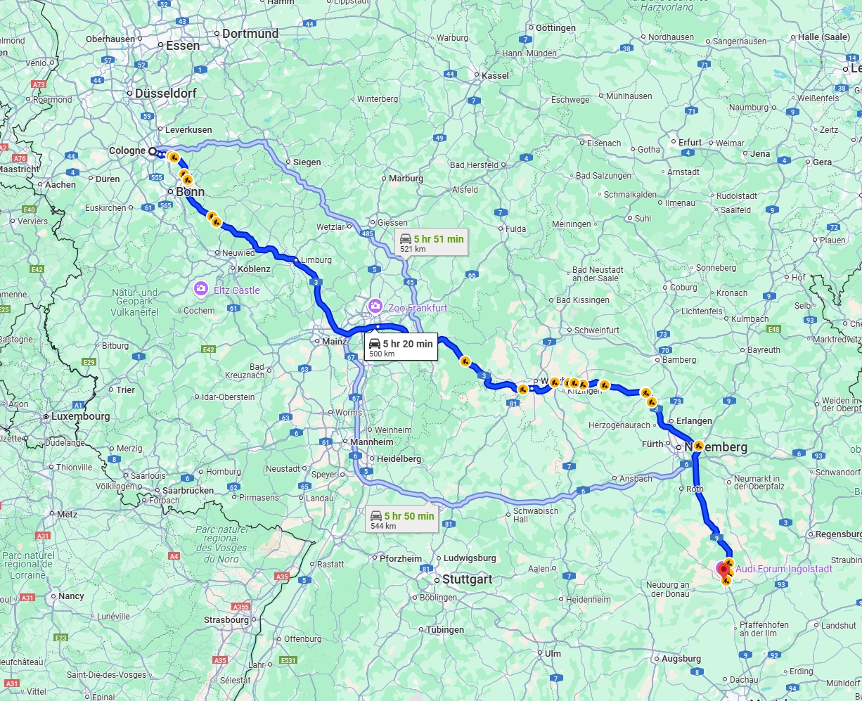 Anreise von Köln Zu Ingolstadt Über via A3