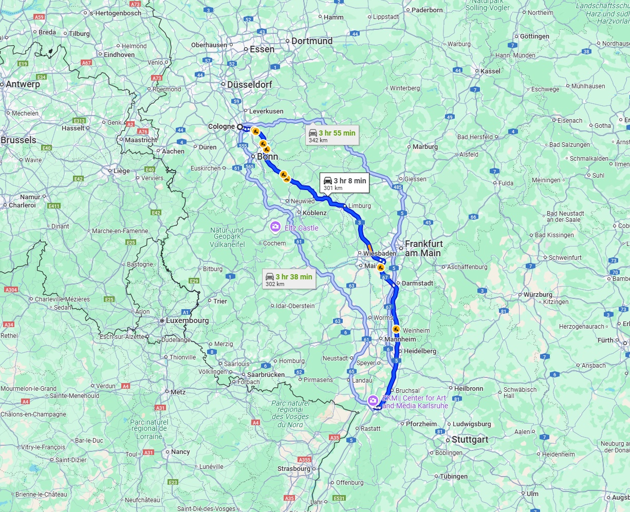 Anreise von Köln Zu Karlsruhe Über via A3 and A5