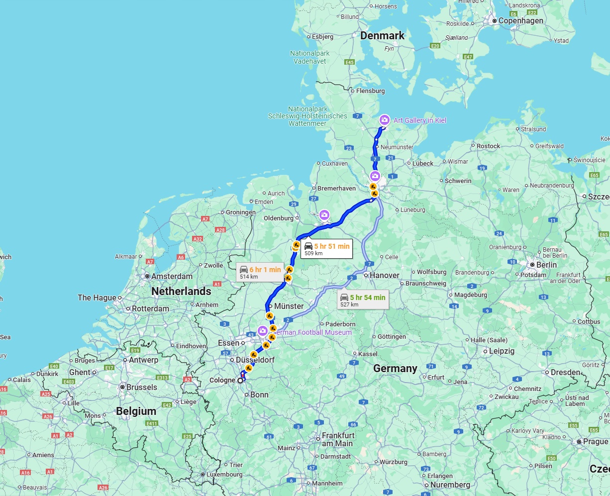 Anreise von Köln Zu Kiel Über via A1