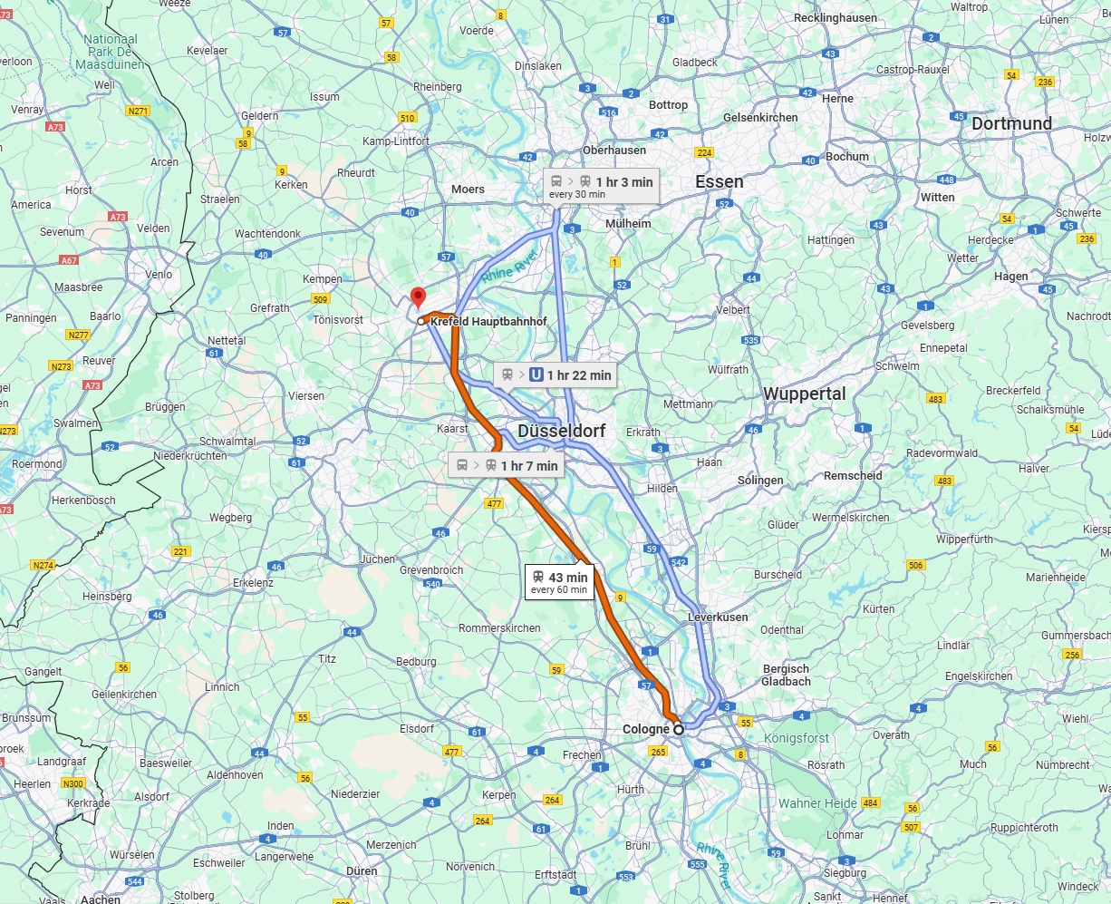 Anreise von Köln Zu Krefeld Über 
