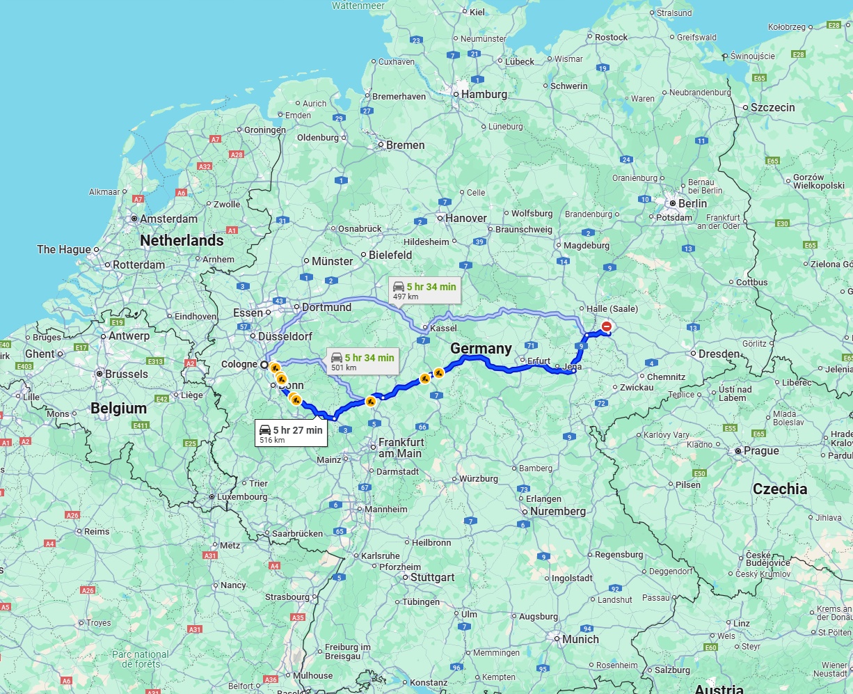 Anreise von Köln Zu Leipzig Über via A4