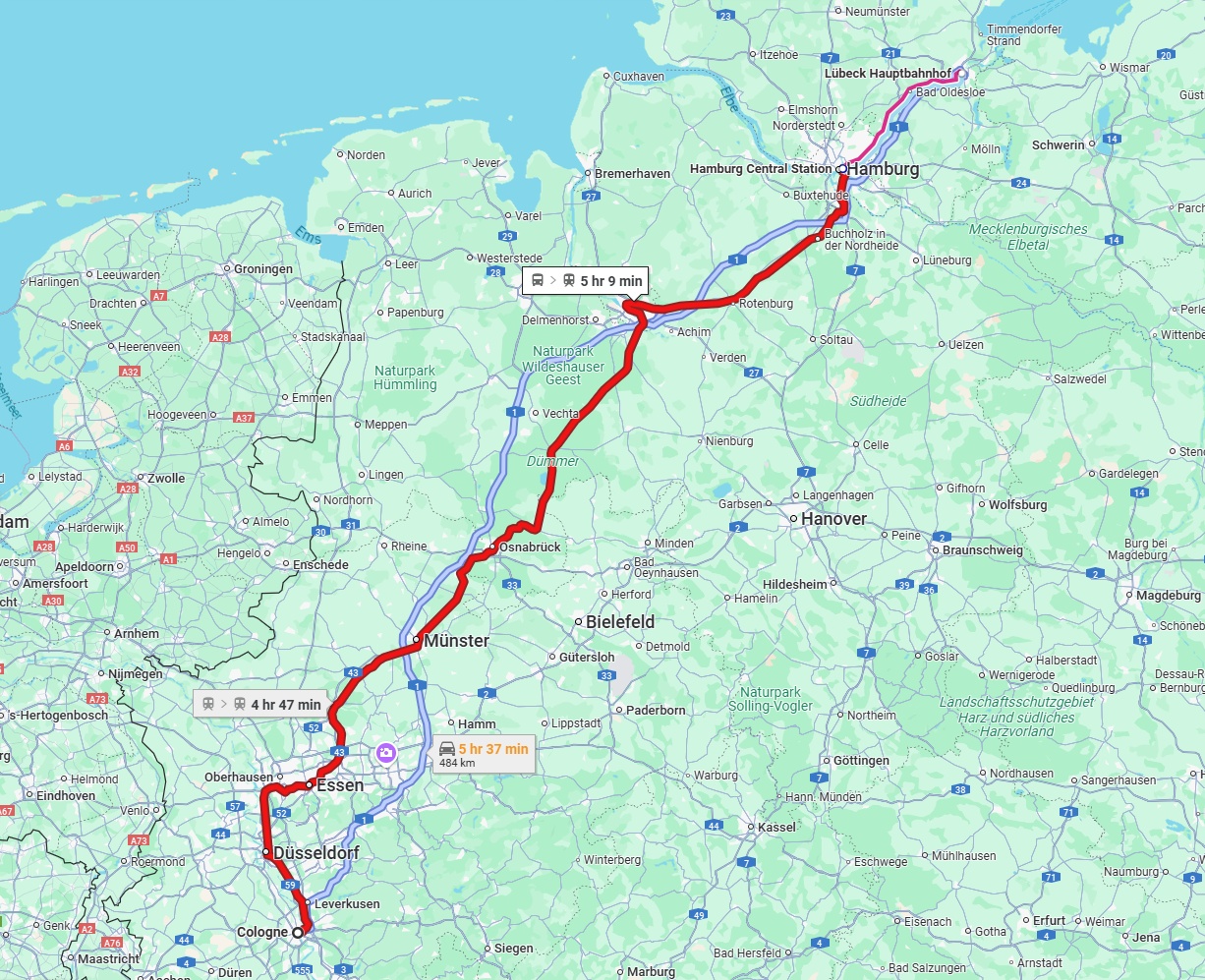 Anreise von Köln Zu Lübeck Über via A1