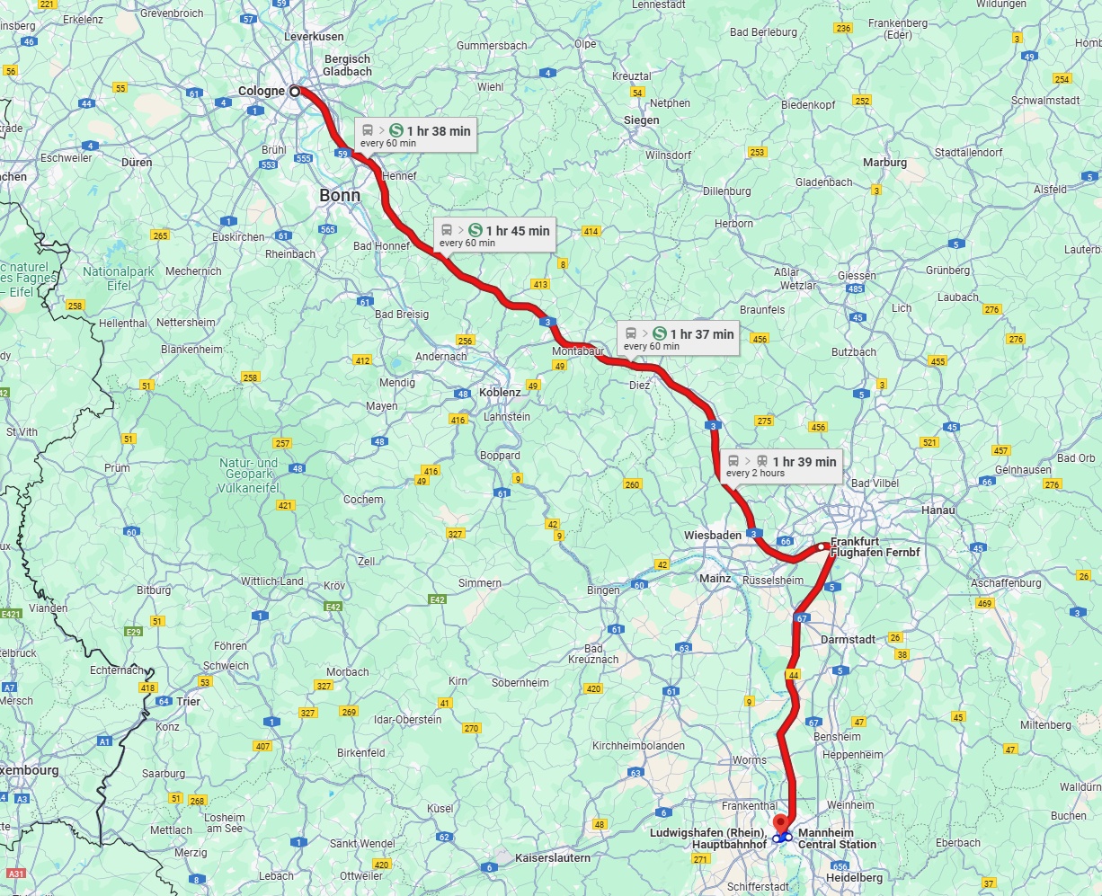 Anreise von Köln Zu Ludwigshafen am Rhein Über 