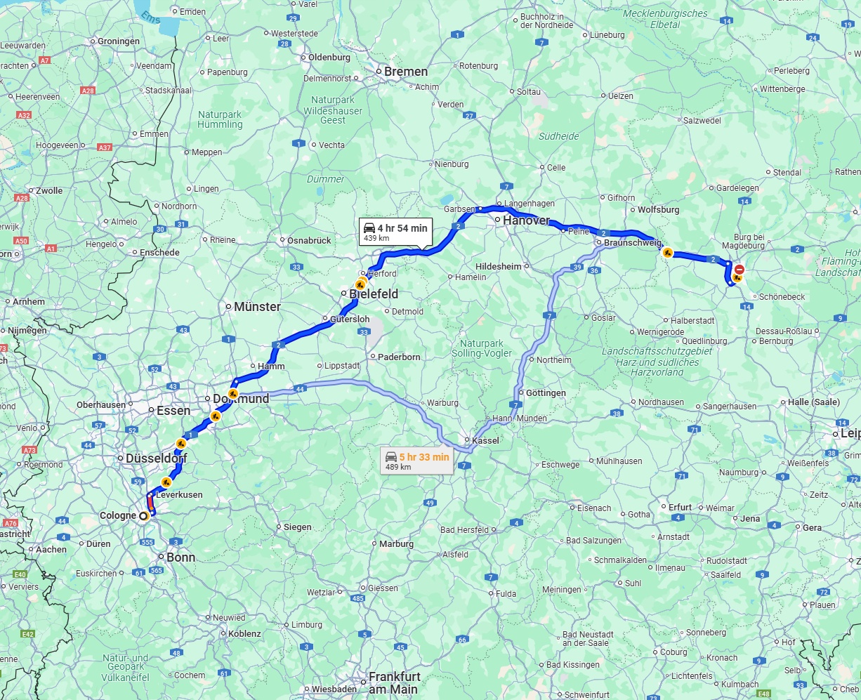 Anreise von Köln Zu Magdeburg Über via A2