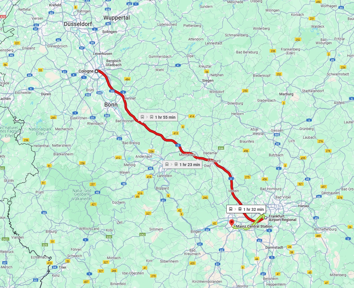 Anreise von Köln Zu Mainz Über 