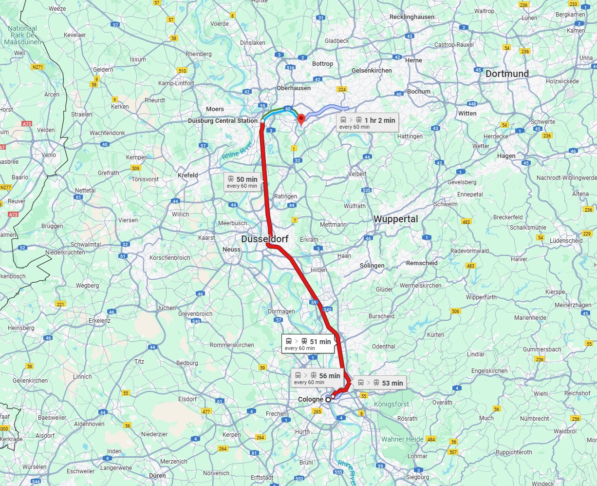 Anreise von Köln Zu Mülheim an der Ruhr Über 