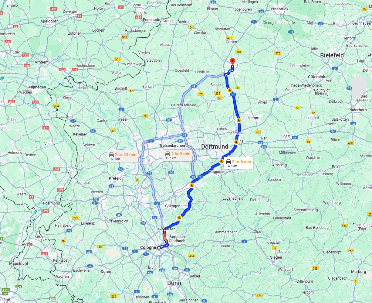 Anreise von Köln Zu Münster Über via A1