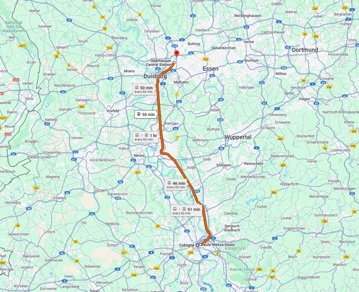 Anreise von Köln Zu Oberhausen Über 