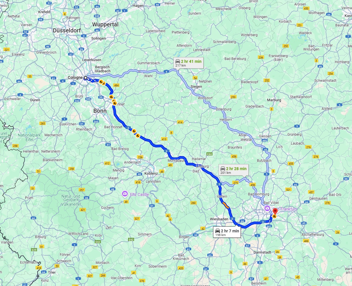 Anreise von Köln Zu Offenbach am Main Über via A3