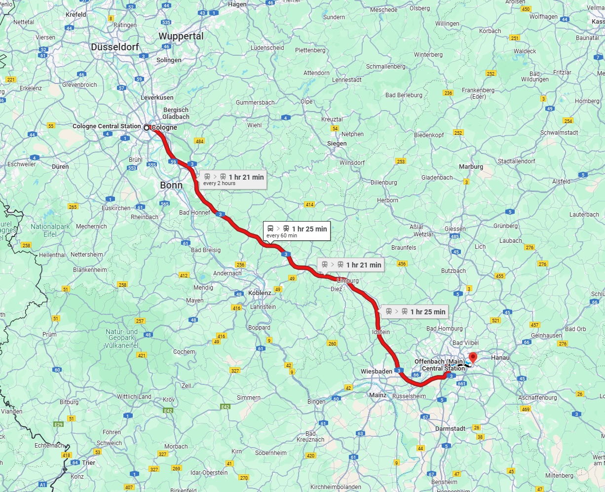 Anreise von Köln Zu Offenbach am Main Über 