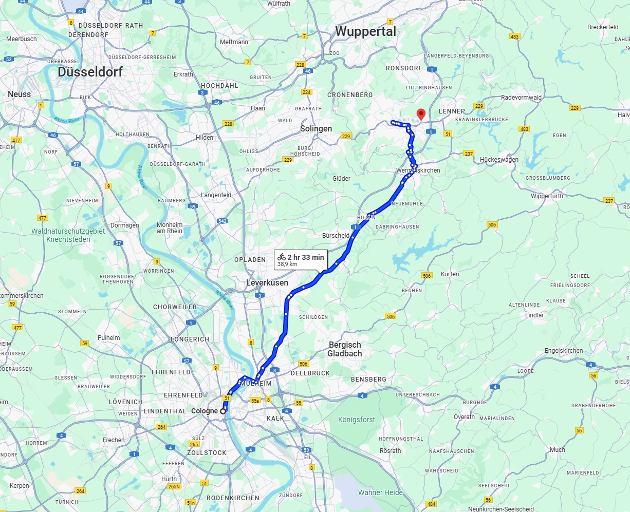 Anreise von Köln Zu Remscheid Über 