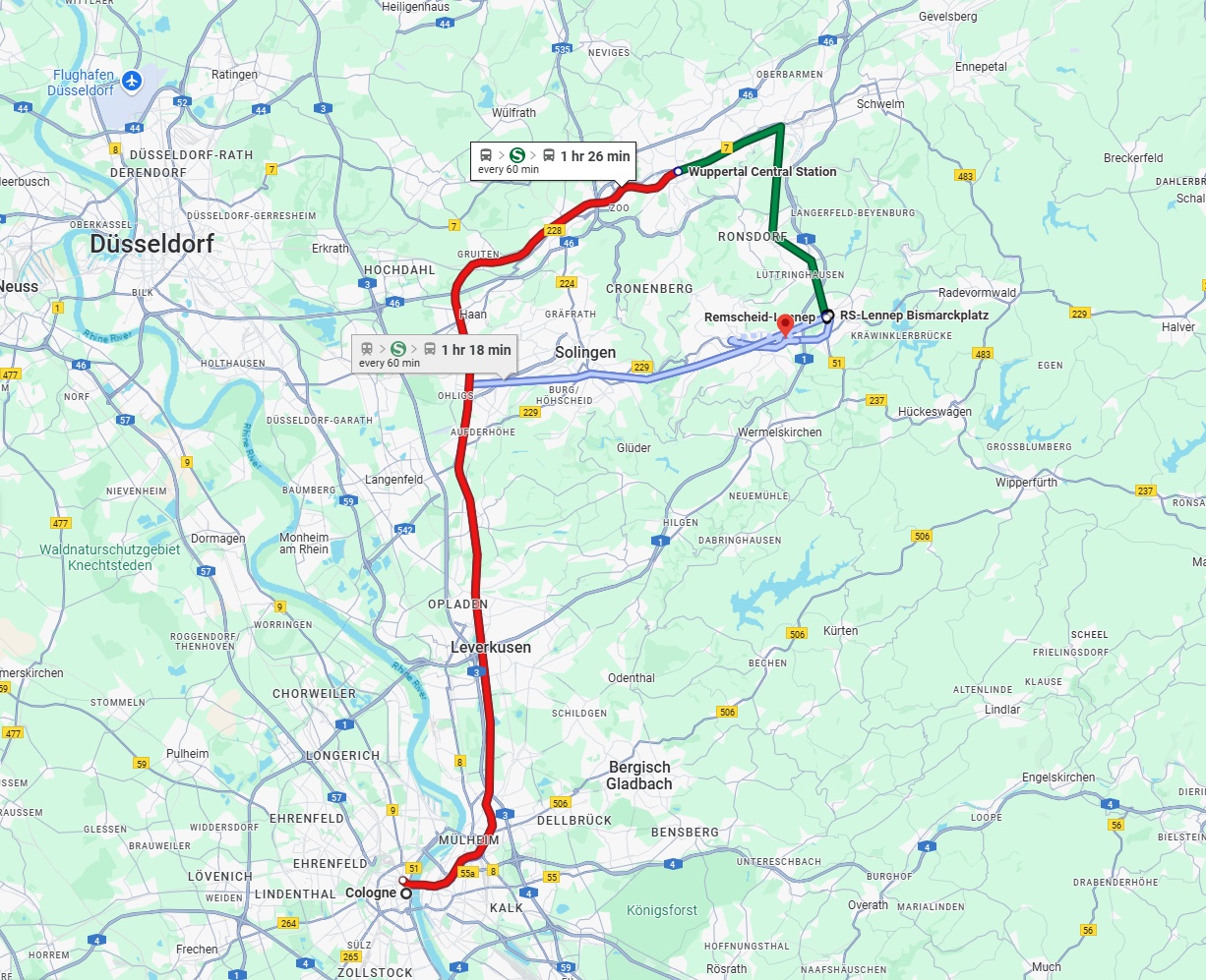 Anreise von Köln Zu Remscheid Über 