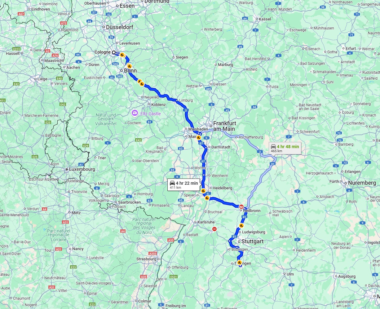 Anreise von Köln Zu Reutlingen Über via A3