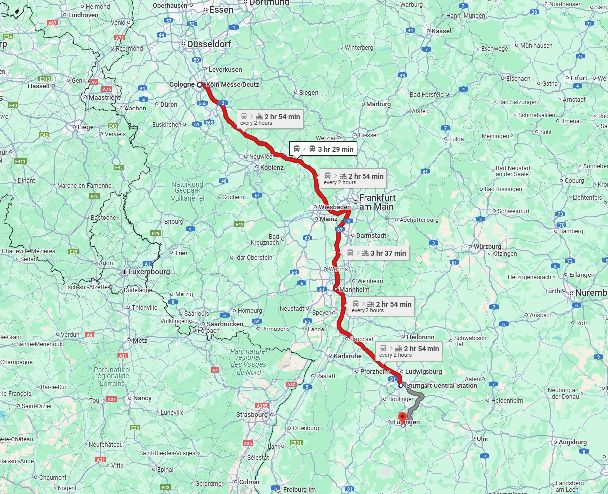 Anreise von Köln Zu Reutlingen Über 