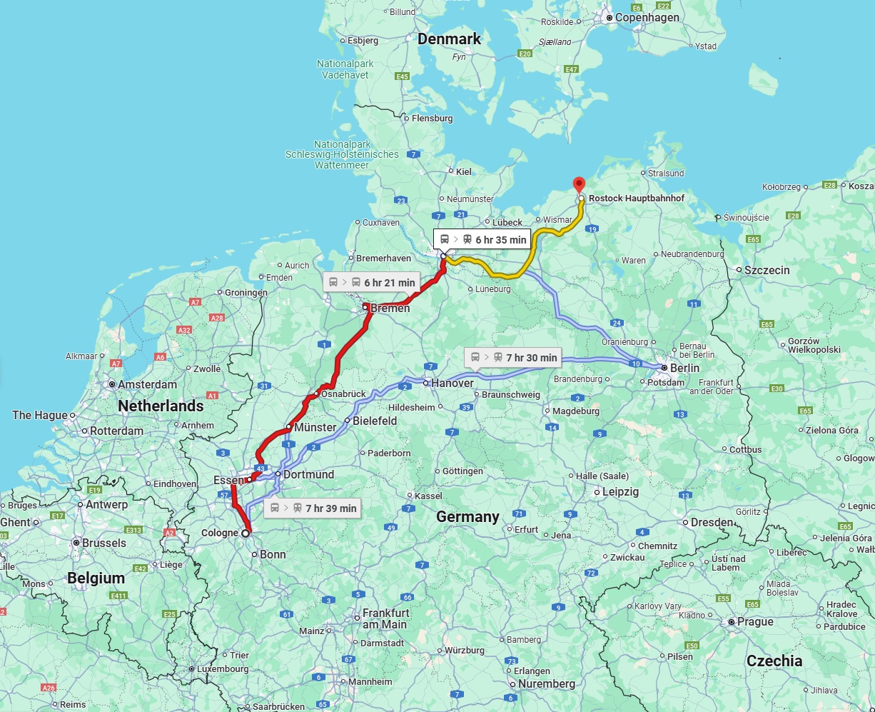 Anreise von Köln Zu Rostock Über 