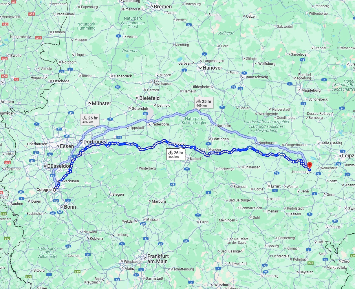 Anreise von Köln Zu Saale Über 