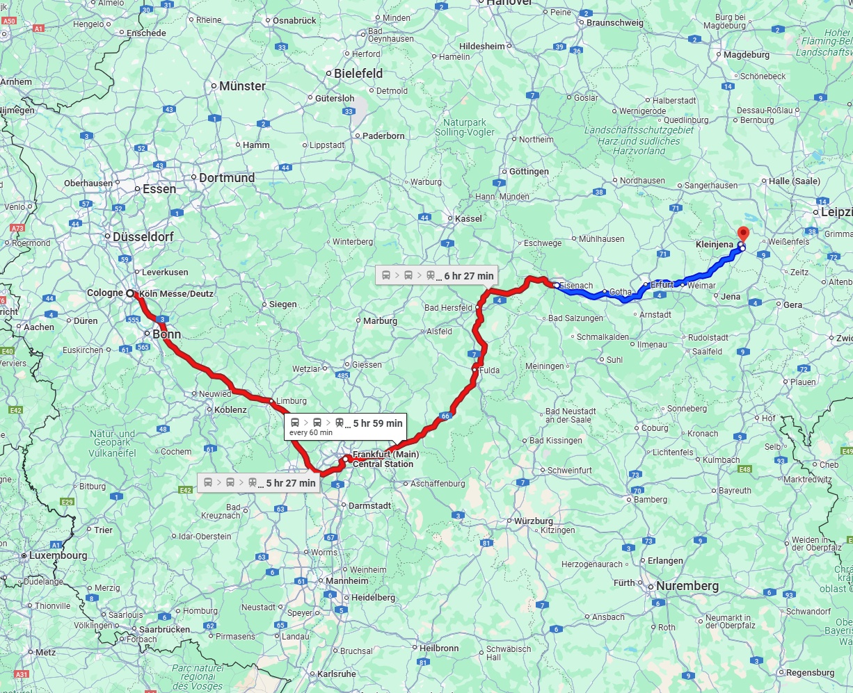 Anreise von Köln Zu Saale Über 