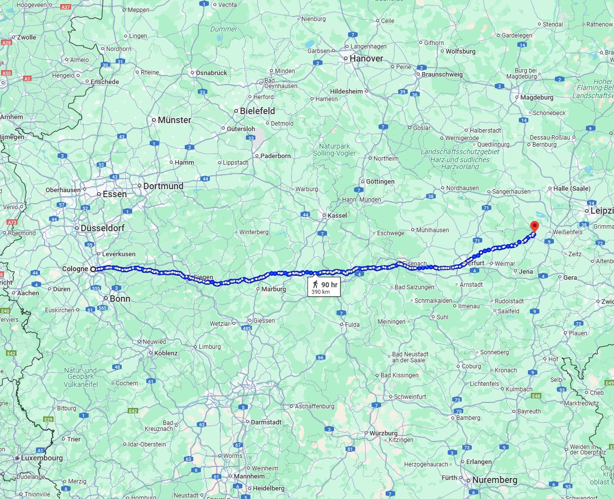 Anreise von Köln Zu Saale Über 