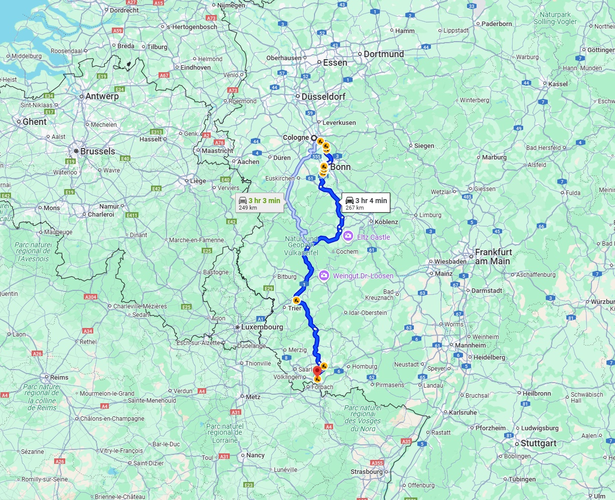 Anreise von Köln Zu Saarbrücken Über via A1