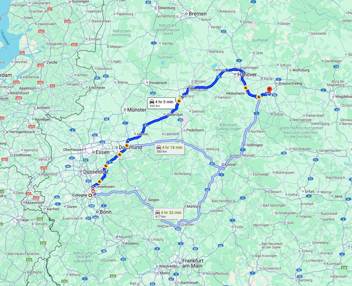 Anreise von Köln Zu Salzgitter Über via A2