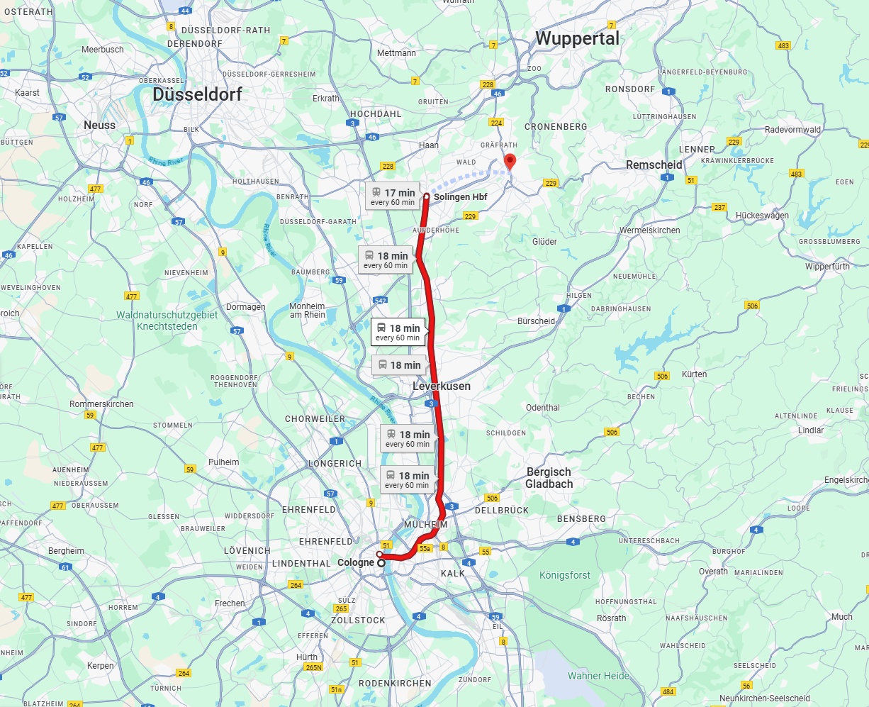 Anreise von Köln Zu Solingen Über 