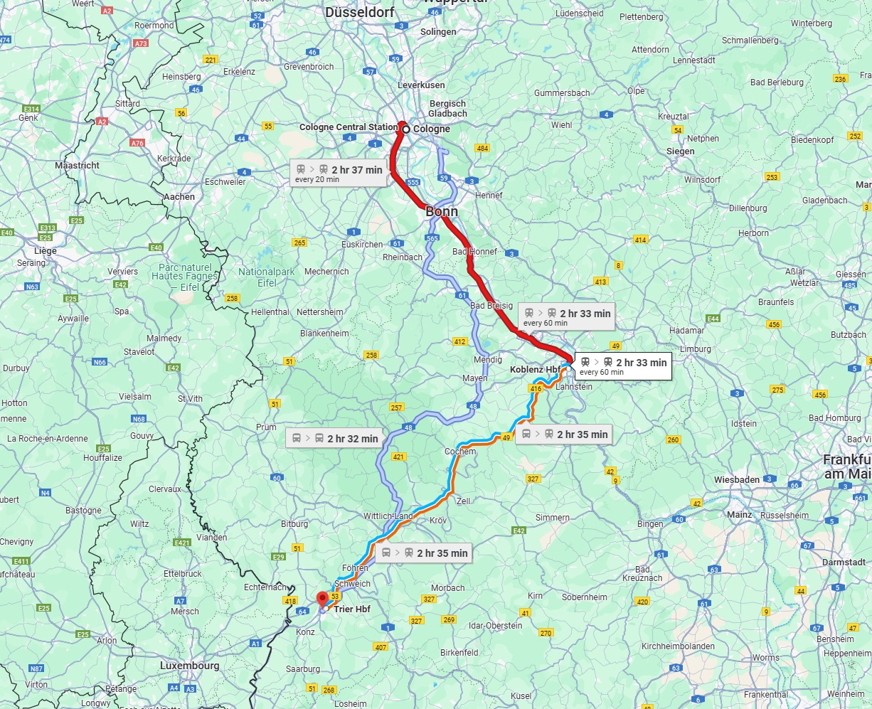 Anreise von Köln Zu Trier Über 
