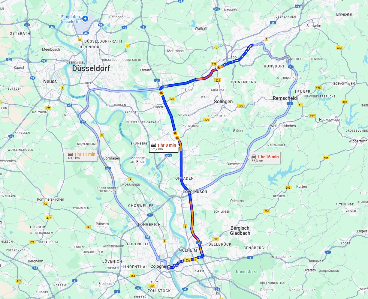 Anreise von Köln Zu Wuppertal Über via A3