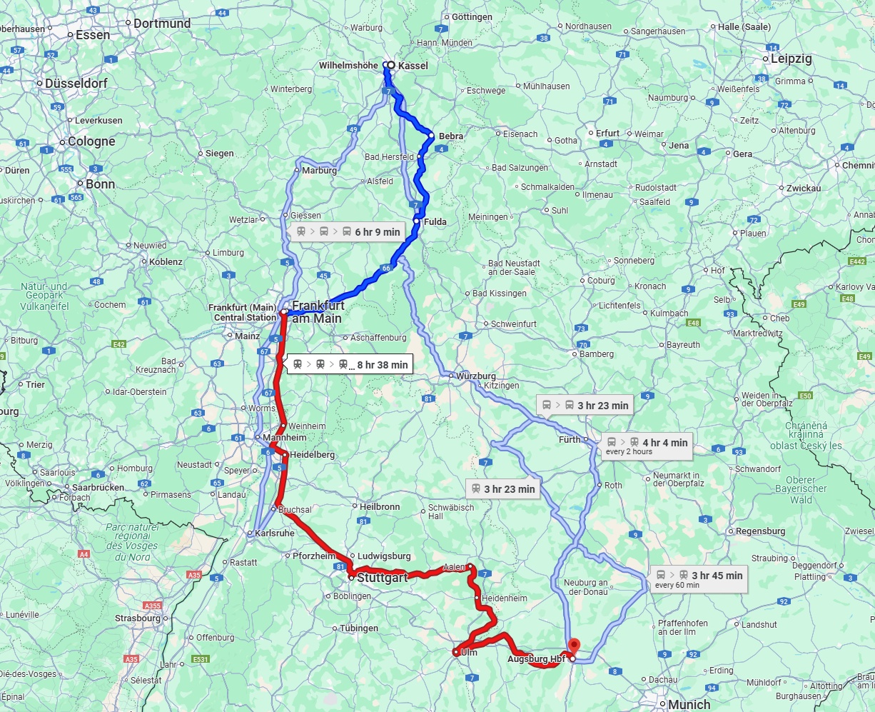 Anreise von Kassel Zu Augsburg Über 