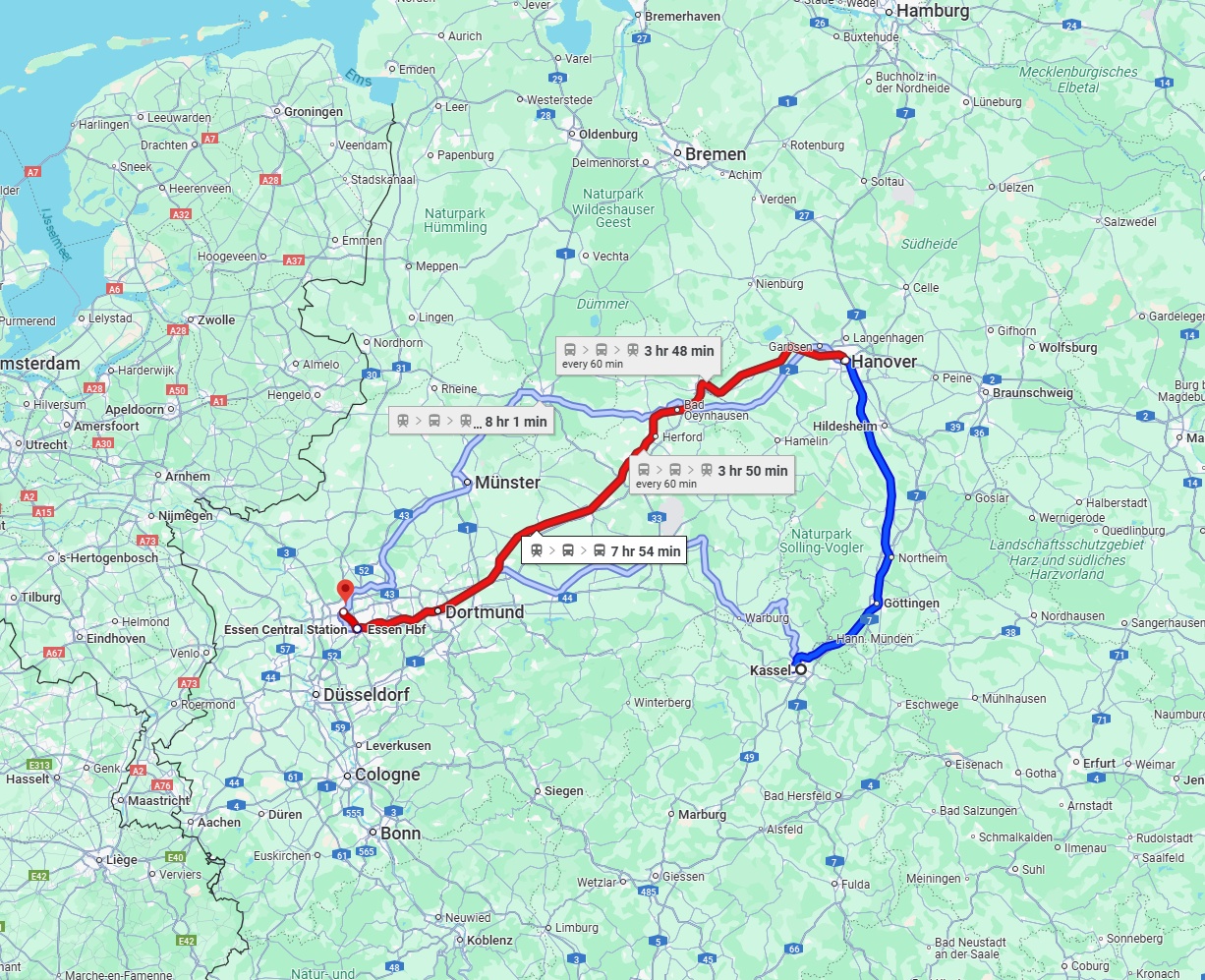 Anreise von Kassel Zu Bottrop Über 