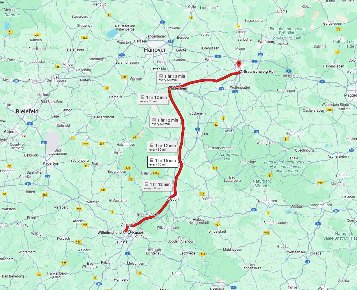 Anreise von Kassel Zu Braunschweig Über 