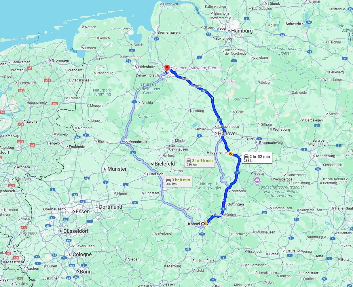 Anreise von Kassel Zu Bremen Über via A7